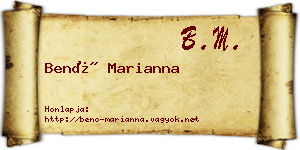 Benő Marianna névjegykártya